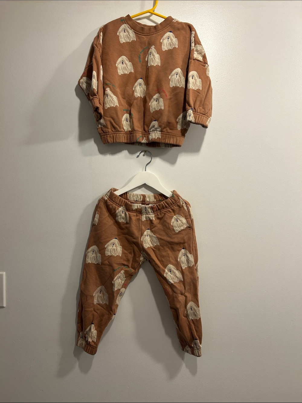 Kids Brown Dog Print Sweatshirt and Jogger Set